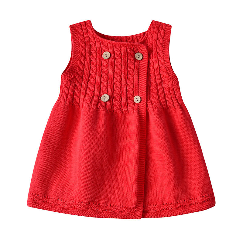 In autumn 2023 children knit vest sleeveless horseback girl sweater children long girl dress