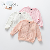 Girl jacket cardiovert new sweater spring autumn style 2022 needle weaselwear outside wearing foreign air trendy children baby clothes