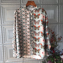 N goods like this taste show show style dancing flying butterfly printed silk shirt