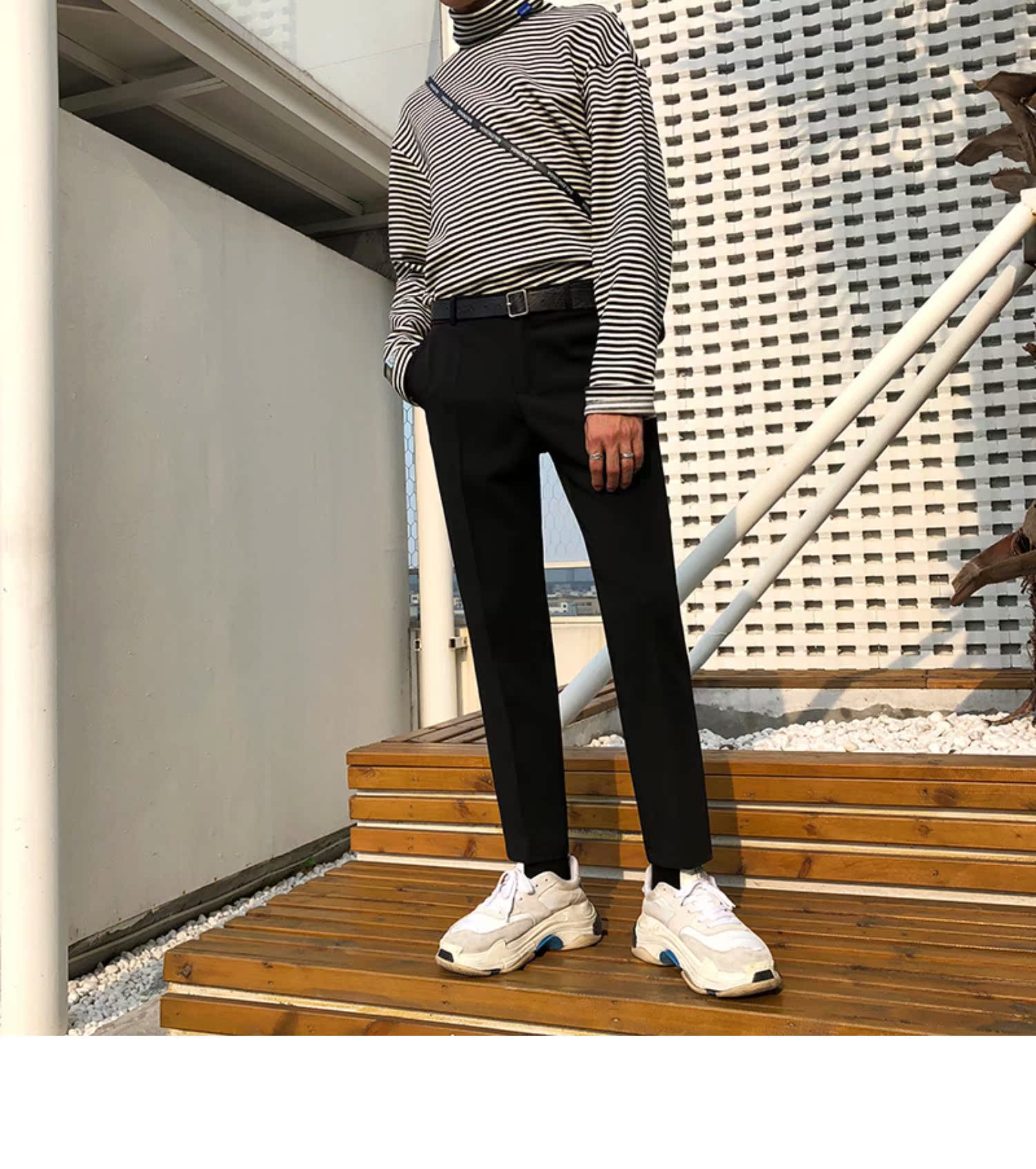 CL19 ins quần siêu cháy quần âu nam chín quần thẳng Hàn Quốc lưới đỏ thon chín quần nam - 3/4 Jeans quần short thun nam