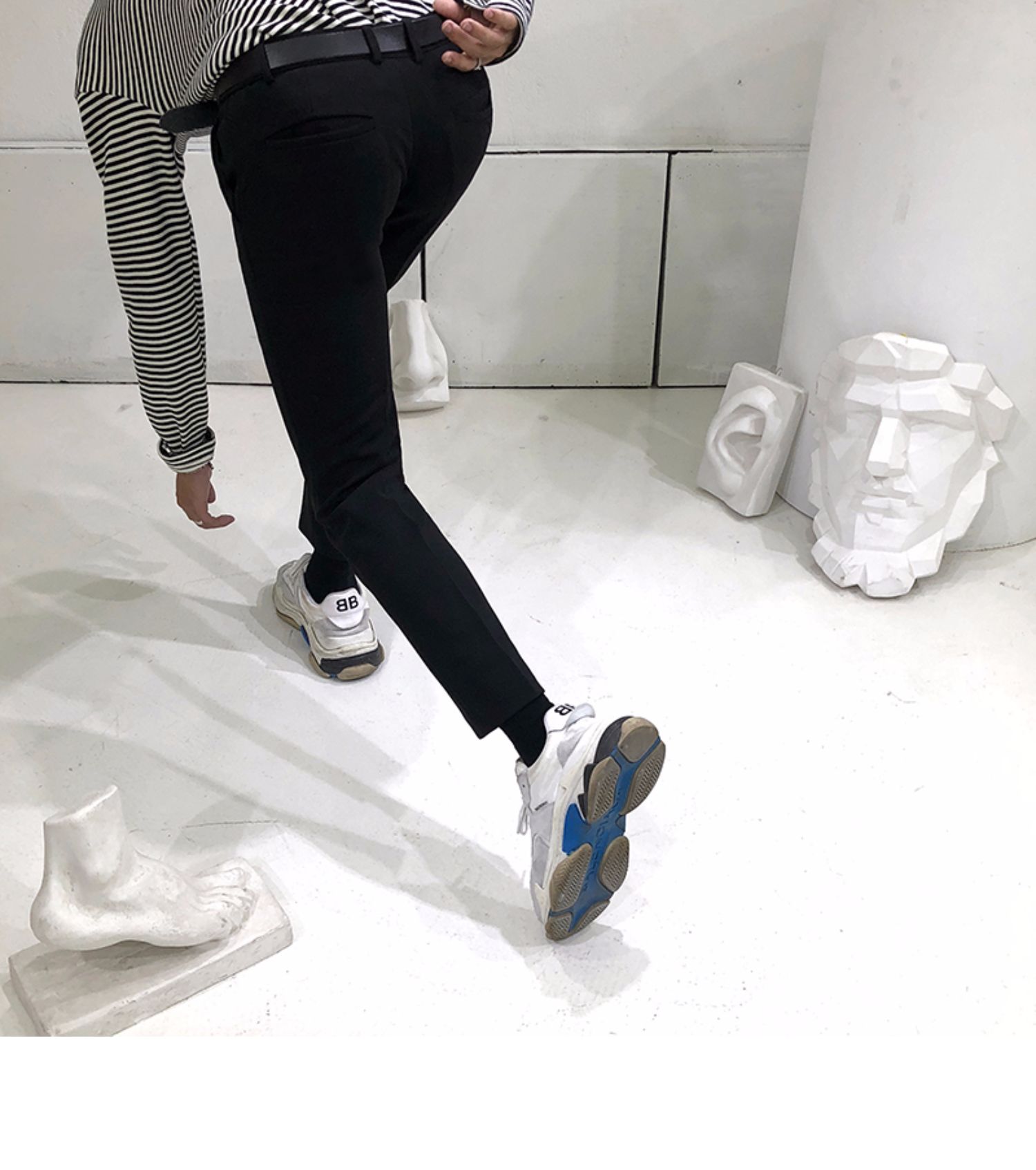 CL19 ins quần siêu cháy quần âu nam chín quần thẳng Hàn Quốc lưới đỏ thon chín quần nam - 3/4 Jeans quần short thun nam