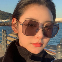 Sunglasses female ins round face box sun glasses 2020 new big face thin anti ultraviolet Korean trend street shot