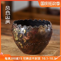 Wind Valley Mountain House handmade retro copper tea washing tea water tank water glass pen washing tea drum water bowl washing tea kung fu tea ceremony