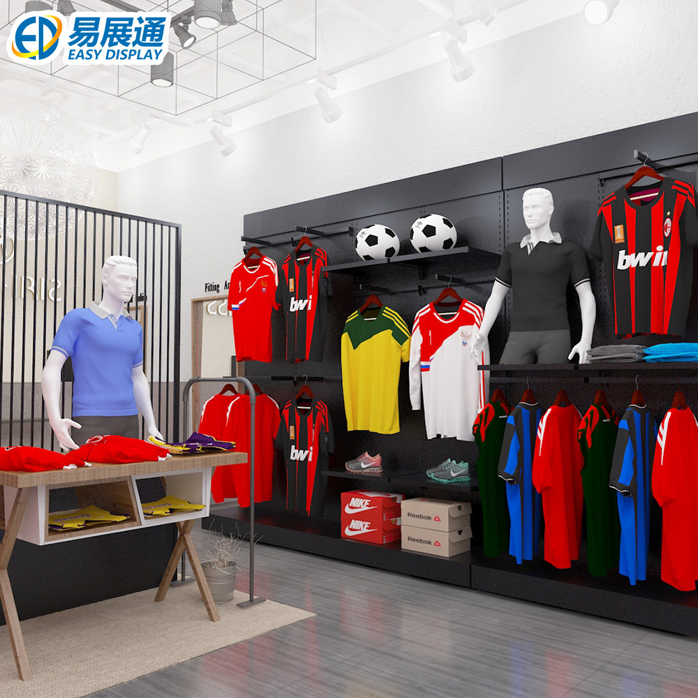 Sports Brands Clothing Store Display Rack Customized Clothing Upmarket Leaning Against Wall Shelf Floor Exhibition Cabinet Jersey Sneakers Display Racks