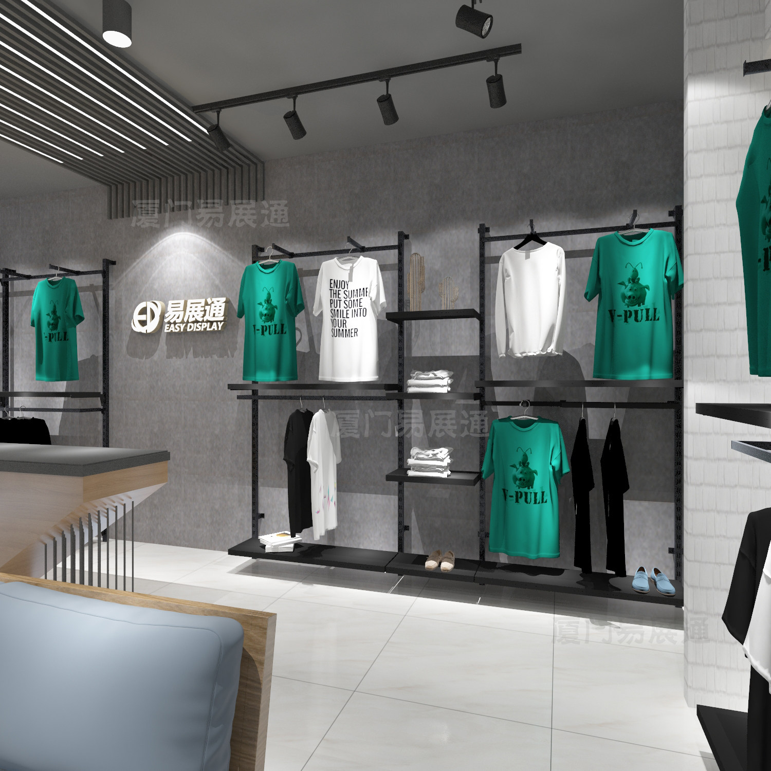 Tide Card Clothing Store Display Rack Upper Wall Metal Display Props Brands Men's Clothing Shop Special Shelves