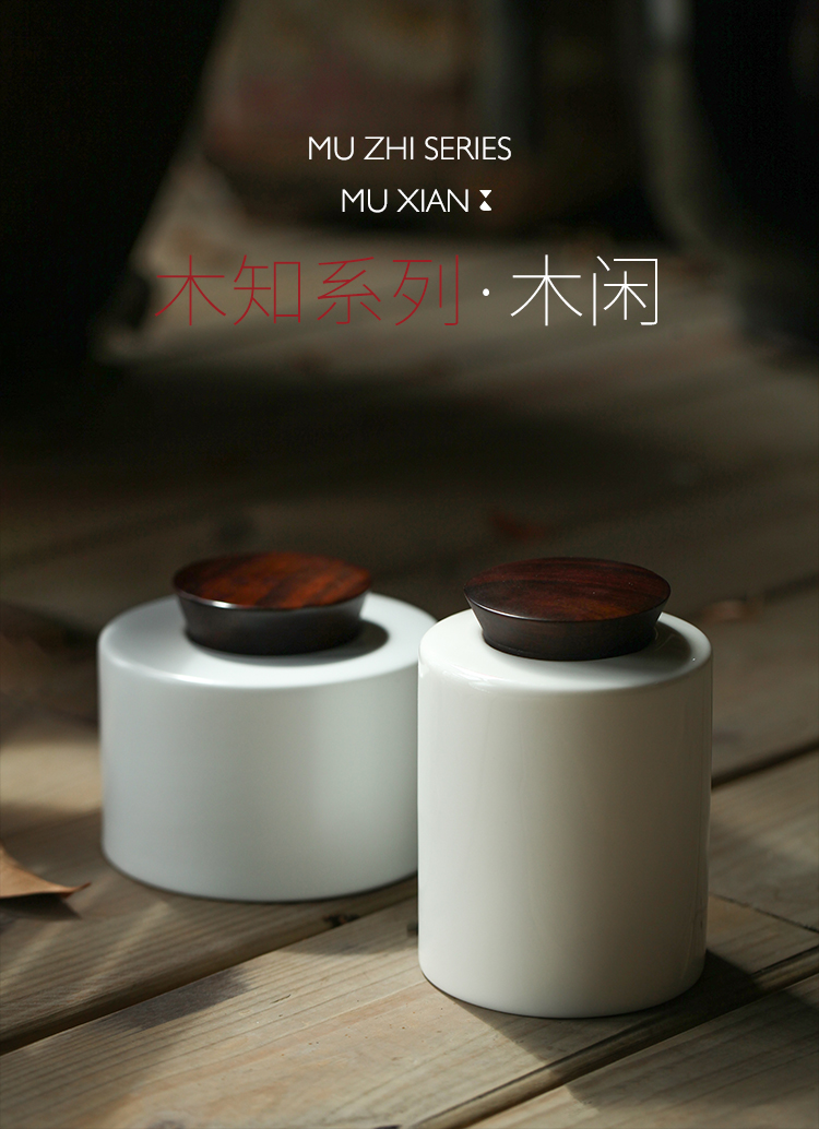 White porcelain ceramic seal caddy fixings receives fresh tea boxes portable travel wooden cover small jar tea boxes