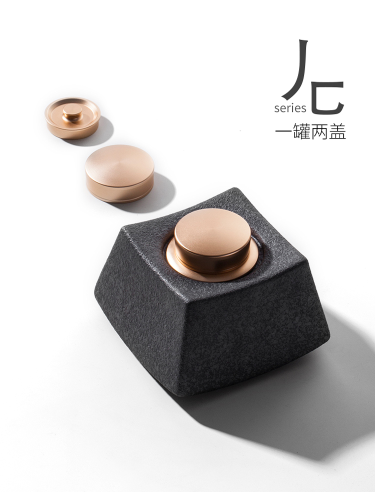 The Wu family fang ceramic tea pot metal cover POTS seal tea boxes portable porcelain jar with cover household