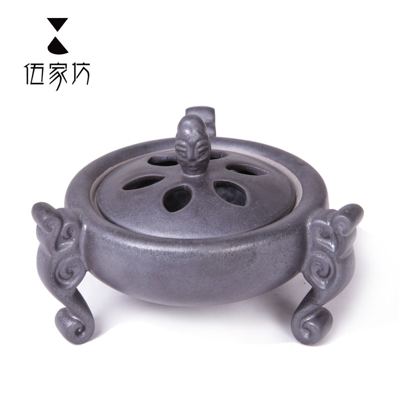The Wu family workshop of Thai three legs aroma stove craft iron glaze creative censer there are antique furnishing articles at home