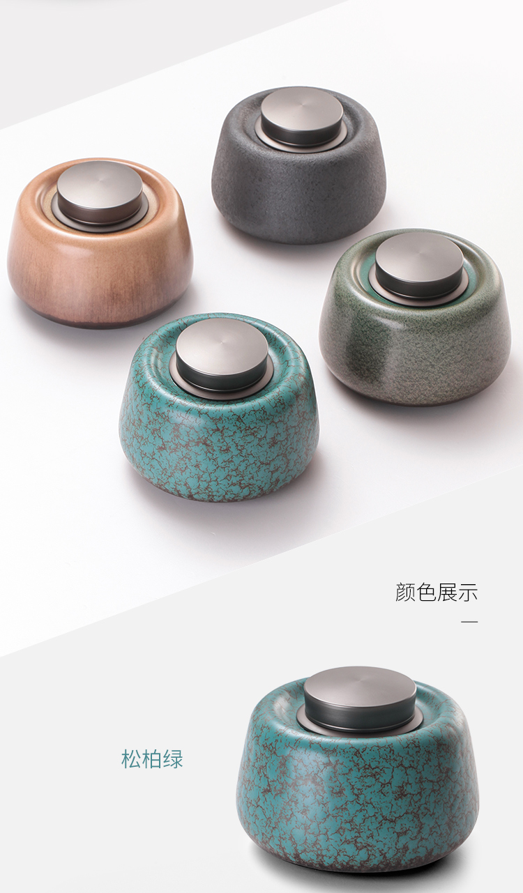 The Wu family fang ceramic tea pot metal belt cover sealed as cans, household tea box storage POTS, POTS