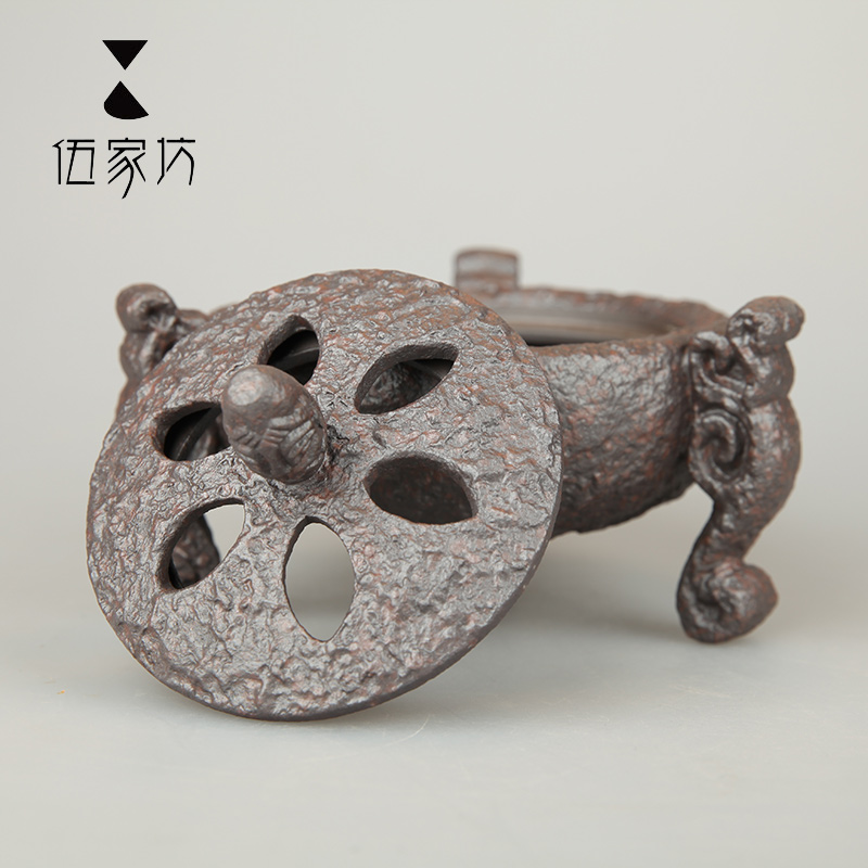 The Wu family workshop of Thai three legs aroma stove craft iron glaze creative censer there are antique furnishing articles at home