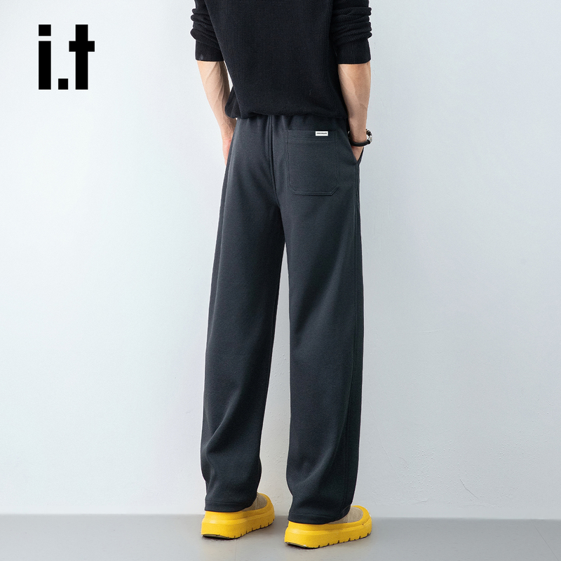 I.T:Chocoolate Drawstring Elastic Waist Straight-Leg Sweatpants Men's Summer American-Style Loose Wide-Leg Sports Casual Pants