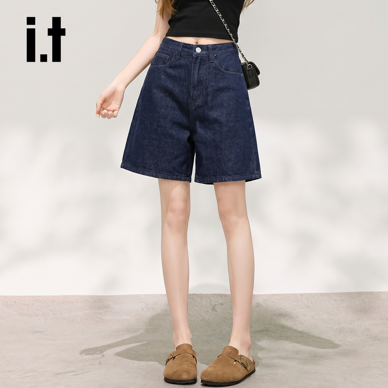 It: Chocoolate Retro Original Color Denim Shorts for Women, Summer Slimming, Covering the Flaws, Straight Wide-Leg Five-Point Pants It: Chocoolate Retro Original Color Denim Shorts for Women, Summer Slimming, Covering the Flaws, Straight Wide-Leg Five-Point Pants