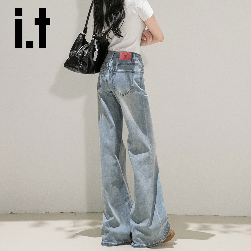 It:Chocoolate American-Style Light Blue Low-Waist Flared Jeans for Women 2026 New Model Non-Tight Flared Pants