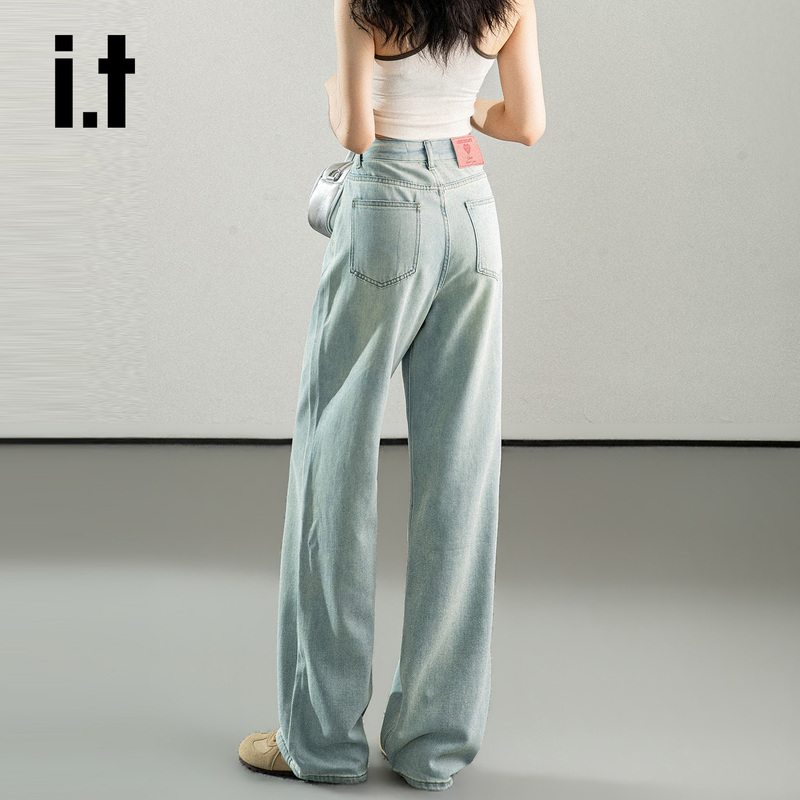 It:Chocoolate Lyocell Thin Wide-Leg Jeans for Women, Summer Loose-Fitting Tencel Straight Pants