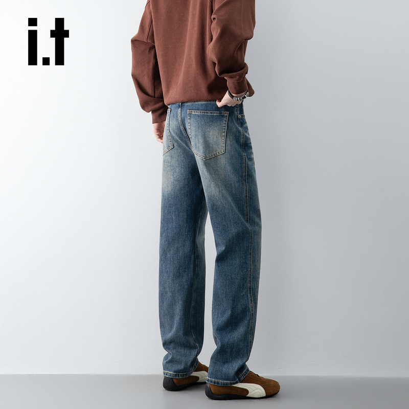 It:Chocoolate Blue Straight-Leg Jeans for Men 2026 New American-Style Loose Washed Versatile Pants