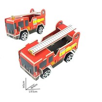 Fire truck engineering car pullback car stereo 3d puzzle racing model Kindergarten handmade class material toy