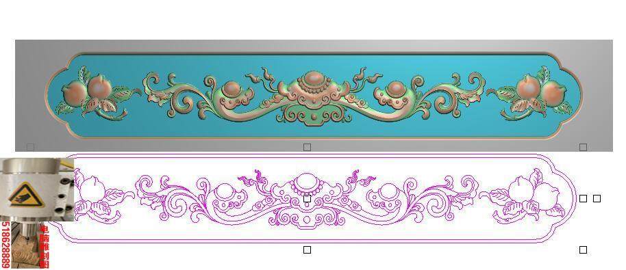 Auspicious Ruyi Yanghuashou peach peach hoarding tooth plate fine carving map jdp relief map grayscale map wood carving map computer