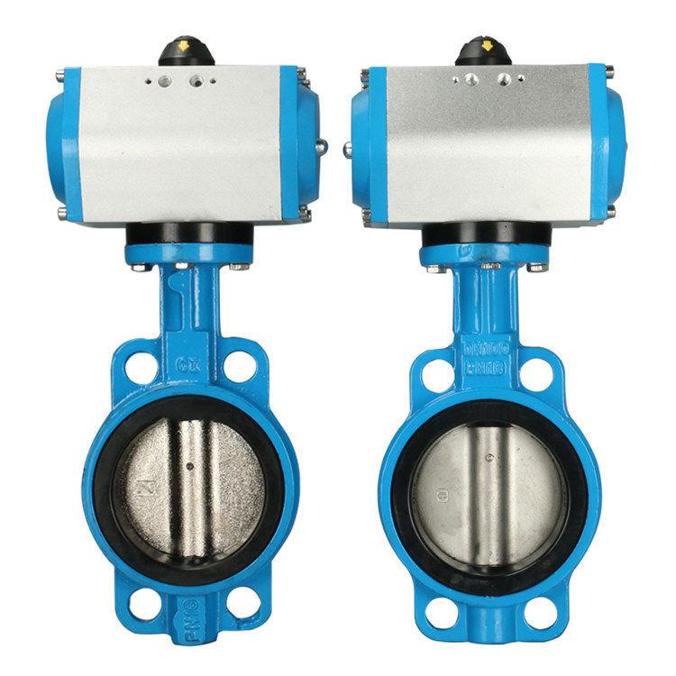 D671X-16 Pneumatic soft seal rubber lining wafer butterfly valve DN40 50 65 80 100 125 300