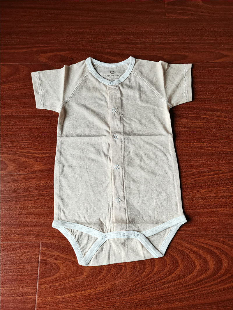 Organic cotton very thin summer baby front button large size triangle ha shirt crawling suit
