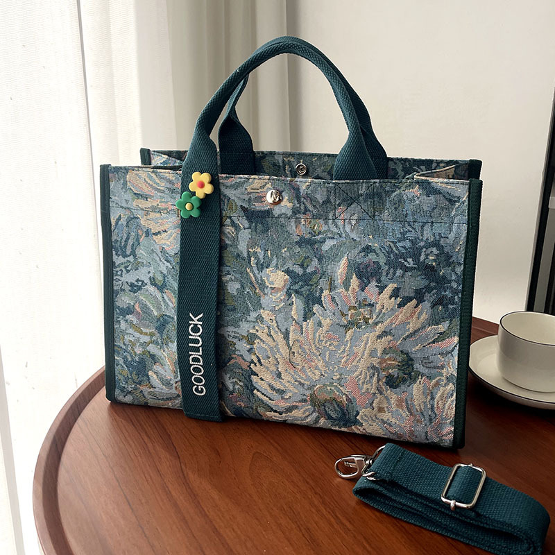 Japanese-Style Multi-Compartment Large-Capacity Waterproof Tote Bag A4 Document Bag Lunch Box Bag Versatile Crossbody Storage Bag