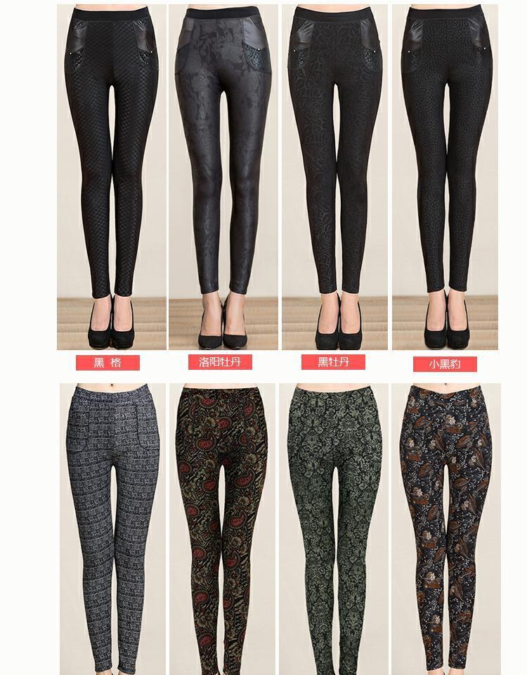 Quần legging nữ trung niên mặc 2017 hoa mới cho mẹ quần mùa đông 40-50 tuổi cộng với nhung dày bó sát đầm suông tuổi trung niên
