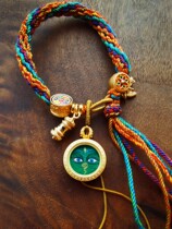 Welfare style pure mineral pigment hand-painted Tibetan green Tara Medicine Buddha Huang Wealth God Dharma Eye Bracelet