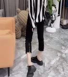 Черные джинсовые весенние джинсы с молнией, штаны, сексуальная сумка, свободный прямой крой, на молнии, подходит для подростков, по фигуре