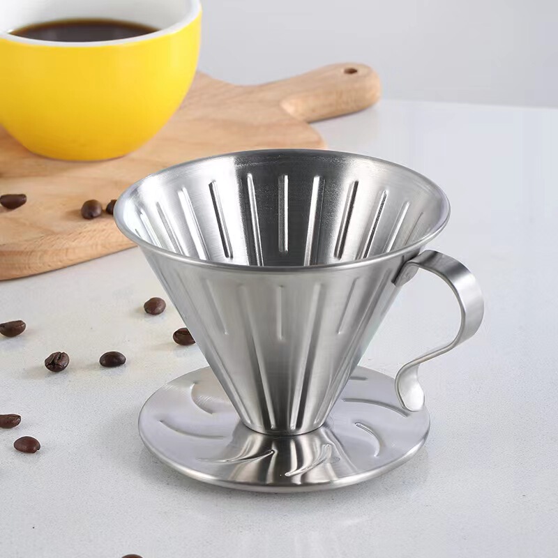 304 Stainless Steel V60 Pour-Over Coffee Filter Cup Drip-Type V-Shaped Coffee Brewing Cup Coffee Maker Cloud Pot Filter Paper 304 Stainless Steel V60 Pour-Over Coffee Filter Cup Drip-Type V-Shaped Coffee Brewing Cup Coffee Maker Cloud Pot Filter Paper