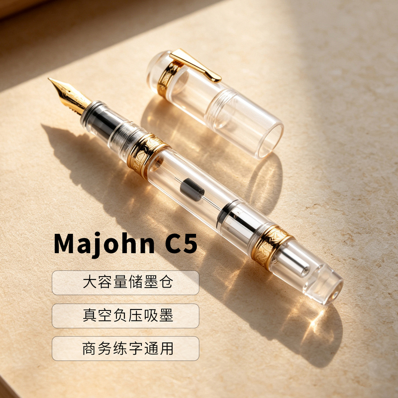 Mojiang C5 Large-Capacity Piston-Type Vacuum Ink-Absorbing Fountain Pen with Large Ink Storage Capacity, Universal Calligraphy Pen for Practicing Writing