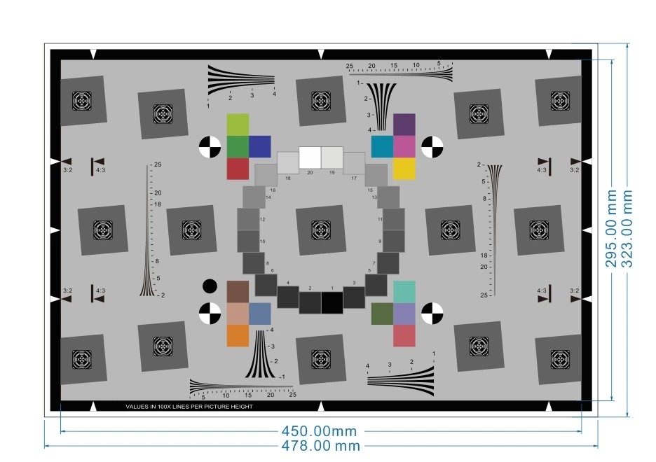 ISO 12233 2017 eSFR-IE extended version 478X323mm 16:9 resolution test card