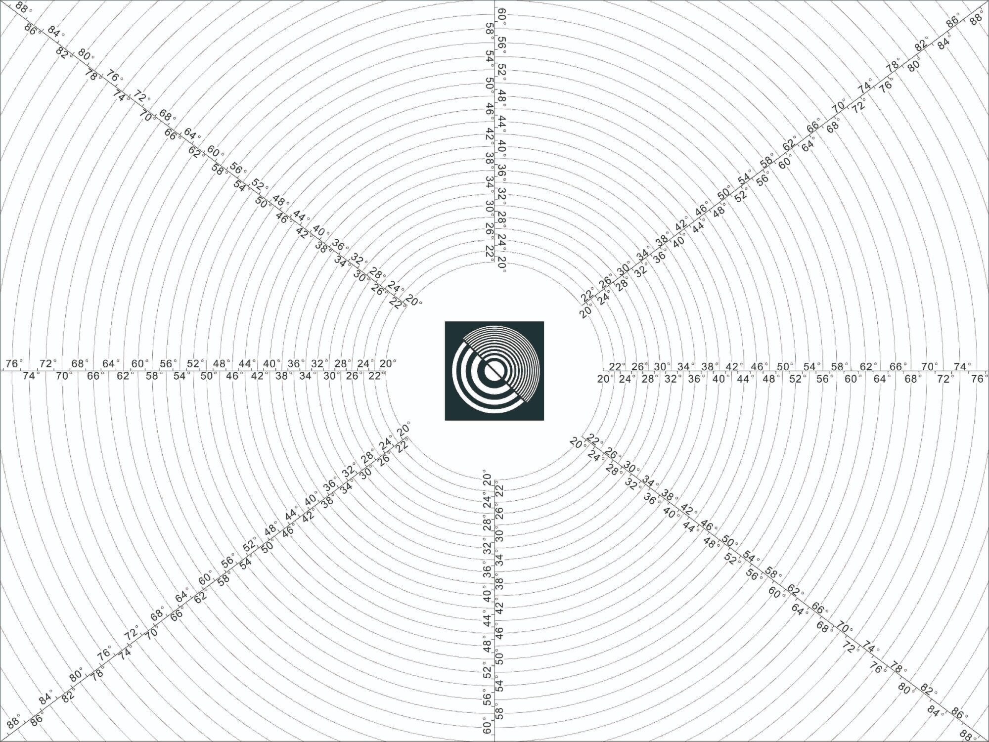 Field of view test card Marked degree scale can directly read the angle size FOV Chart