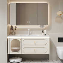 2024 New French Bathroom Cabinet Combination Cream Style Ceramic Integrated Basin Oak Hand Wash Basin Pool Washstand