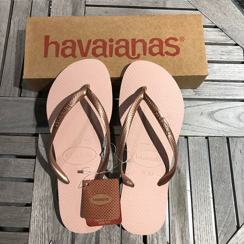 Бразильские шлепанцы Havaianas Havana, классические, слабая дамская Victoria's Secret розовый однотонный цвет, тонкая полоска, нескользящие сандалии и тапочки