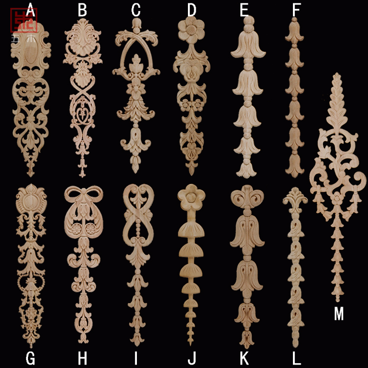 Eurostyle solid wood applique applique with flowers Dongyangmu wood carving solid wood door flower vertical wood florist furniture integral cabinet decoration sculpted flowers