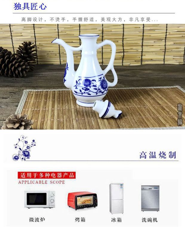 Bình gốm màu xanh và trắng đặt ly rượu vang retro chai rượu vang trắng sáng tạo hộ gia đình tách rượu theo phong cách cổ xưa với một pound rượu vang hầm rượu kệ để rượu vang