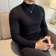 Men's mid-high neck long sleeve black inner bottom shirt