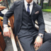 Bộ đồ vest nam sọc ba mảnh phiên bản Hàn Quốc của chú rể phù rể mảnh mai áo vest nam trung niên Suit phù hợp