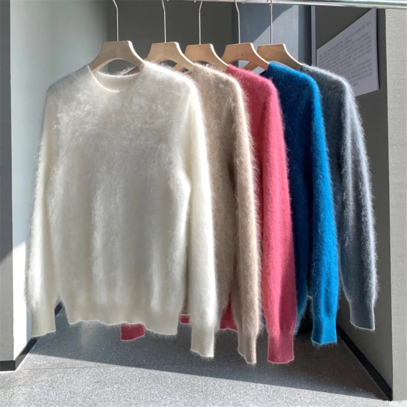 New Seamless One-Piece Brushed Cashmere Sweater for Women, Round Neck Pullover, Loose Knitted Inner Sweater New Seamless One-Piece Brushed Cashmere Sweater for Women, Round Neck Pullover, Loose Knitted Inner Sweater