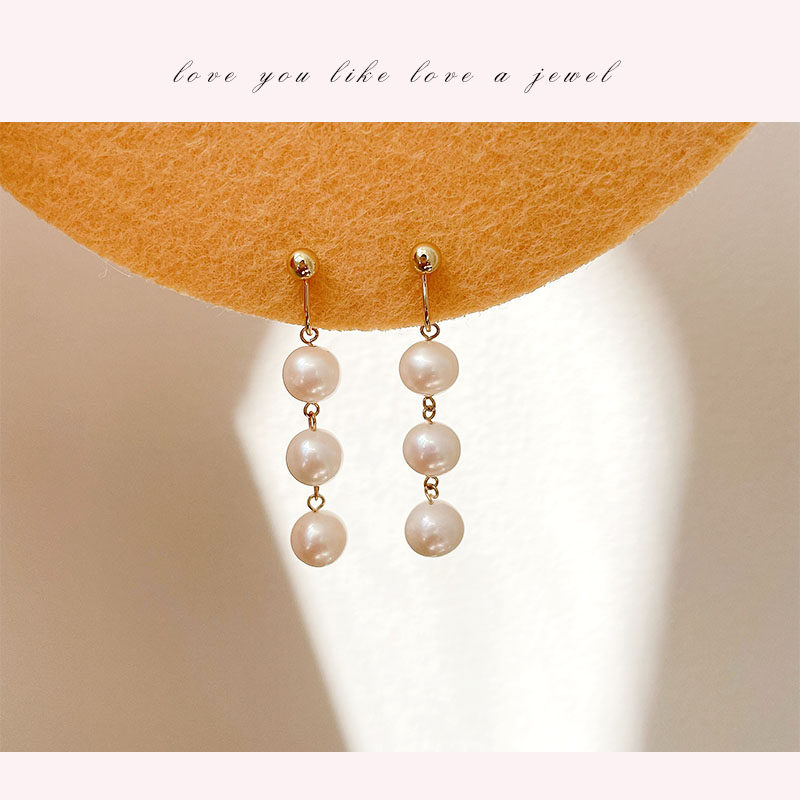 Original design Mosquito Repellent Coil Ear Clip salute Herben Three 9mm white near round intense light fresh water pearl No earhole