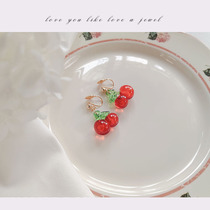 lace no earhole original design red port wind string of cherry food mosquito incense pan ear clip summer fruit earliery