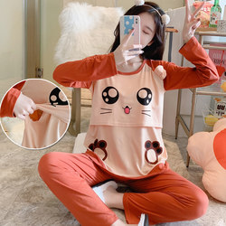 Confinement clothes spring and autumn pure cotton postpartum maternal breastfeeding maternity pajamas 7 breastfeeding September 8 spring and summer thin home furnishing 6