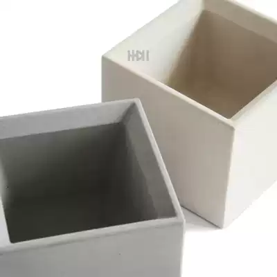 One plus one) concrete square beveled cement flowerpot Nordic home Flower designer handmade