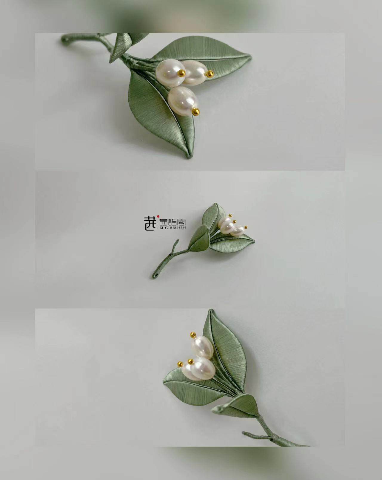 Original design freshwater pearl jasmine flower wrapped soft hairpin can be used as brooch hairpin with Chinese element cheongsam