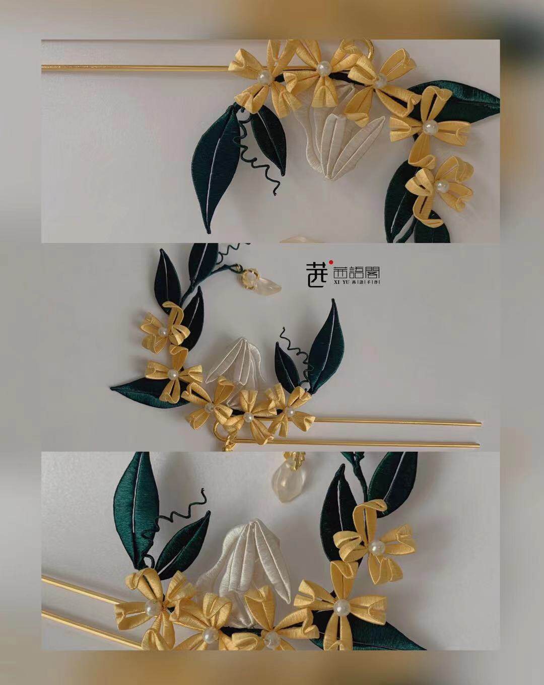 Original Design Jade Rabbit Series Golden Gui Yingxue Rabbit Winding Flower Hairpin Hanfu Necklace Can Match Tang Ming Song Hanfu