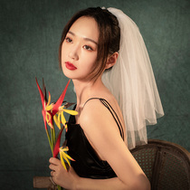 Bride veil main wedding veil headwear Super Xiansen line certificate retro Net red photo props travel short model