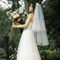 2021 new bridal knot main wedding wedding veil outdoor forest travel photo props lawn wedding long veil 062