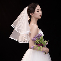 Bridal veil main wedding bow headdress Super fairy Sen line net red photo props Princess simple retro short section