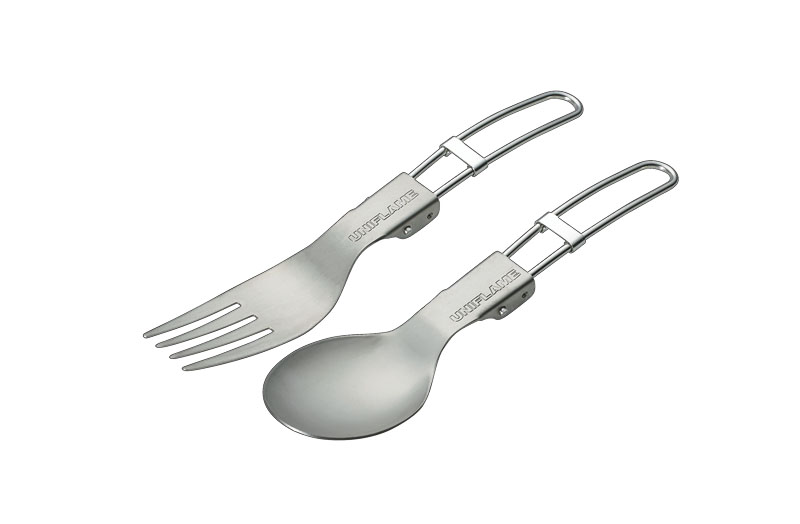 UNIFLAME Japan Import Camping Outdoor Portable Folding Titanium Alloy Made Soup Spoon Fork Spot