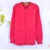 Đồ lót nhiệt Nữ mùa đông áo len cardigan cardigan ba lớp cộng với áo khoác cotton dày cho người trung niên