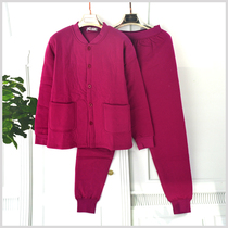 Middle-aged and elderly thermal underwear set men and women cotton old man plus size thick cardigan three-layer winter Antarctic cotton-padded jacket